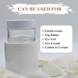 Happy Packaging 30 Ml Clear Round Empty Glass Cosmetic Cream Container | Jars With White Cap And White Inner Lids For Creams| Balms | Face Scrub | Body Cream Etc (3) image 5