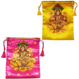 generic Pack of 10 Varalakshmi Potli Bags for Returning Purposes - Thamboolam Bags (Multi-Color) image 2
