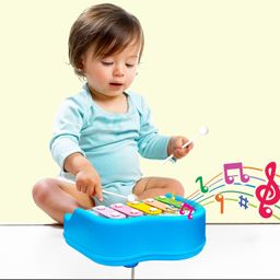 SHASHIKIRAN Non Battery 2 in 1 Mini Piano and Xylophone Toy with Colorful Keys & 2 Mallets for Babies/Girls/Boys/Kids/Gifts | Blue Color (Battery Not Required) image 5