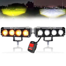 OBEROI'S TRADERS 1 YEAR WARRANTY Super Bright 4 LED Fog Light Switch I 4 Mode Changing Light With Flashing I High/Low Beam I Aluminium Body Fog Light Universal Fit for Motercycle & Car (Pack of 2) image 1