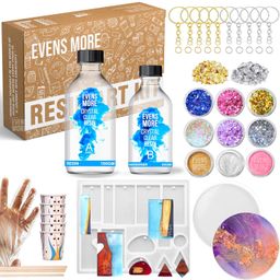 EVENS MORE Diy Resin Keychain Pendent Making Kit With 200Gm Resin Mica Glitter (Keychain Kit), Multicolor image 1