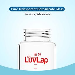 LuvLap Essential Slim Neck Glass Feeding Bottle, 250Ml, 3M+/Babies Upto 3 Years, Made of Borosilicate Glass, Bpa Free, Ergonomic Shape is with Anti Colic Nipple, Pack of 1, White & Red image 2