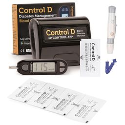 Control D CDMS50 Glucometer kit with 50 Single Foil Strips (Black) image 1