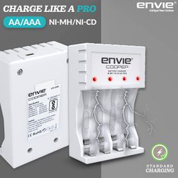 envie ENVIE® (ECR 20MC+2800+1100) Standard Charger ECR 20 MC for AA & AAA Ni-mh/Ni-Cd Rechargeable Batteries | LED Indicator | 600MA Output Current | with 2xAA2800 & 2xAAA1100 Rechargeable Batteries image 4