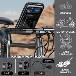 YELLOWFIN Fully Waterproof Handlebar Mobile Phone Mount Holder with 360° Rotation for Motorcycle | Bike | Scooter | Bicycle | Cycle Ideal for Maps and GPS Navigation(M18L-B1 Black) image 5