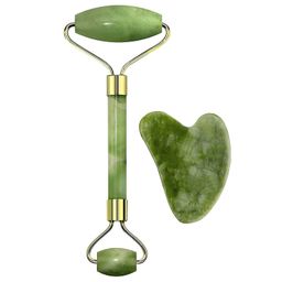Facial Massager Jade Roller & Gua Sha Tool Natural Himalayan Stone for Face Neck Healing Skin Wrinkles & Serum Application image 1