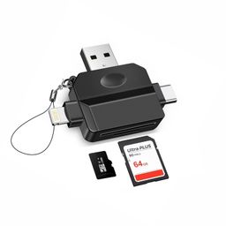 FACTOTECH New 5 in 1 TF & SD Card Reader for iPhone with Type-C,USB Ports,Lighting, Portable Memory Card Reader Compatible with TF, SD, SDXC, SDHC,MMC, RS-MMC, Micro SDXC for Android & iPhone Phone image 1