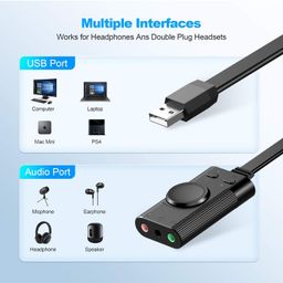 makworld Mak World® Tech-Rise USB Sound Card, External Stereo Sound Adapter Splitter Converter with Volume Control for Windows & Mac, Plug & Play image 5