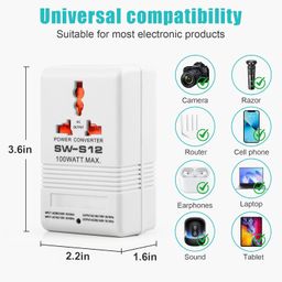 autotron Voltage Converter 110V to 220V Step-Up & Step-Down Power Two-Way Conversion Voltage Converter Transformer for Travel, RV, and Camping (100W, White) image 2