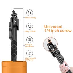 Kratos Long Selfie Stick Tripod Aluminum Rod 65inch/165cm, 360 Rotating Handle & Reinforced Tripod Stand, Selfie Stick for mobile with Bluetooth Remote & Suitable for Vlogging,Ring Light, Gopro,Camera image 3