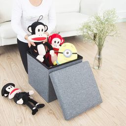 keskriva Foldable Seat Storage Stool Ottoman Multipurpose Toy Book Organizer Box Chair Footrest for Living Dressing Room, Cube Multicolor Folding Bench Coffee 22L Capacity (30X30X30 cm, Grey) image 2