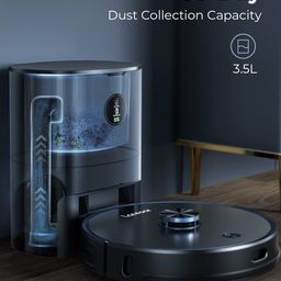 Laresar L6 Pro Robotic Vacuum Cleaner & Mop Combo-Auto Dirt Disposal,App Control,Works With Alexa,Lidar Navigation Smart Mapping,3000Pa Suction For Pet Hair,Floor,Carpet (1 Year Warranty) - Black image 2
