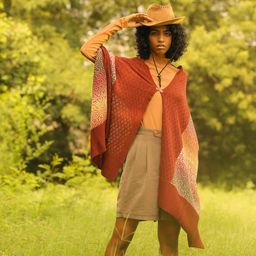 khaleej Women Tree Trunk Patterned Wrap (DEEP Rust/Multicoloured_Free Size) image 2