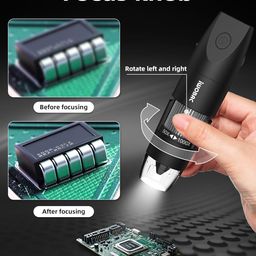 Digital Microscope Wireless Pocket Handheld USB Microscopes, 50x-1000x Zoom Fixed Focus HD Magnifier with LEDs, Inspection Camera Compatible with iPhone, Android Phone, MacBook, Windows PC (Black) image 4
