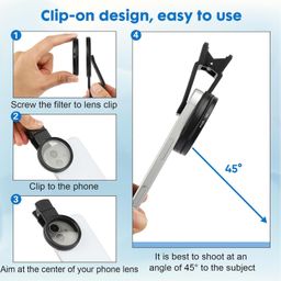 5 Pcs Nd Filter for Mobile, Nd Filter, Clip-on Phone Lens ND Filter Kit Multi-Coated Adjustable Neutral Density Filter Compatible (Black) image 4