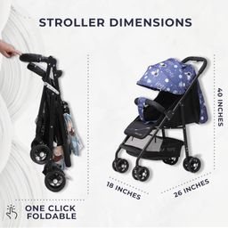 POLKA TOTS Click Clack Travel System Baby Stroller & Pram Infant Car Seat for Kids, Travel Friendly, Safe, Easy to Use for 0 to 3 Years, Stroller and Car Seat Combo(Blue, Space Design) image 4
