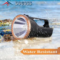 DOCOSS DS-A51 30 W Long Range Water Resistance Ultra Bright Rechargeable LED Torch Lights with 4800 mAh 6 to 12 Hours Battery Black, Black, 2000 Lumens image 3