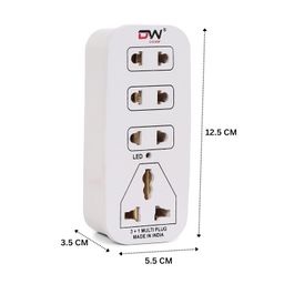 3 + 1 Multiplug with LED Indicator, 4 Universal sockets Beige_Pack of 1.. image 2