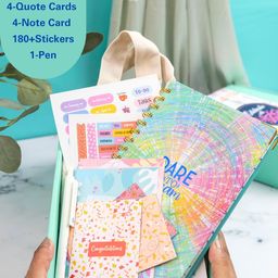 Doodle Daily Dazzle Gift Set 1 – Stylish Undated Wiro Daily Planner | Chic Tote Bag | Sleek Pen | 180+ Stickers | Note Cards & Motivational Quote Card – Premium Gift for Staying Organized image 5