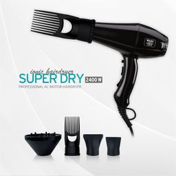 Wahl WPHD4-0024 Super Dry Professional 2400 Watts Styling Hair Dryer with Ionic Technology, Powerful airflow 16 m/s, Secondary thermal fuse, Removable filter, Cool Shot Button Black, 2 Concenrators, 1 Diffuser & 1 Pik for Styling, WPHD4-0024 image 2