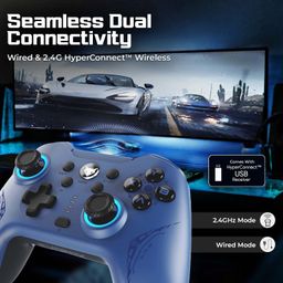 EvoFox Elite X2 Wireless Gaming Controller For PC, Dual-Mode 2.4G & USB-C, Hallsense™ Magnetic Hall 3D Joysticks & Triggers, EZ Click Macros, New Precision & Turbo Mode, Dual Vibration Motors(Blue) image 4
