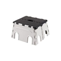 Primelife 7 Inch Foldable Stool | Portable Non-Slip Folding Step Stool | Space Saving & Easy Storage Plastic Stool Useful for Kitchen,Bathroom, Office (Black-White) image 1