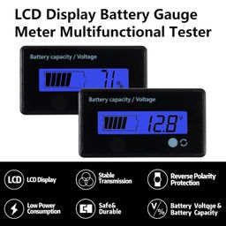 aediko 3pcs Battery Meter DC 12V 24V 36V 48V Battery Capacity Indicator Golf Cart Voltage Meter with LCD Display Blue Backlight image 2