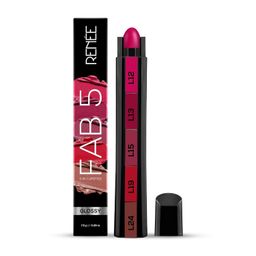 RENEE FAB 5 Glossy 5 in 1 Lipstick 7.5 Gm - Five Shades in One - Moisturizing & Nourishing, Long Lasting, Glossy Finish - Intense Color Payoff - Compact, Glides Smoothly with One-Stroke Application image 1