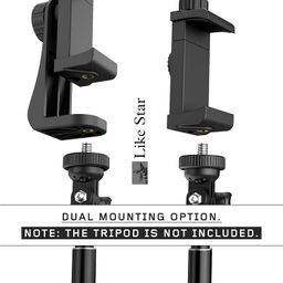 like star 360° Degree Mobile Phone Holder with Universal 1/4 Screw Adjustable Clamp Mobile Tripod Mount Adapter Compatible with Smartphones & TripodsnSelfie Stick (Black) image 4
