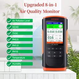 inkbird INKBIRDPLUS Air Quality Monitor Upgraded 8-in-1 Portable Air Detector Meter Air Pollution Level Test Real-time Detection of HCHO TVOC PM2.5/1.0/10 Temperature and Humidity AQI Tester image 2