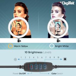 digitek DIGITEK® (DRL-14C) 14 Inch LED Ring Light with 5ft Stand & Smartphone Mount - USB Powered, Color Switch Mode, Brightness Control, Dual Temperature - for Photo & Video Shoots, Makeup, Vlogging! image 3
