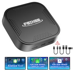 FBINSE Carplay AI Box, AI Box Carplay Video Streaming Device for Car with Wired Carplay/Android Auto, Car Streaming Box Supports Wireless CarPlay & Wireless Android Auto, 4+64GB, 8-Core, 4G & TF Card image 1