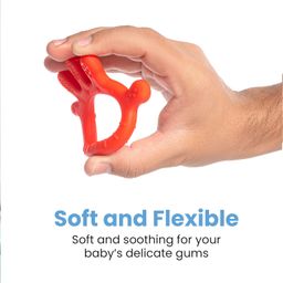 Cherilo Palm Shape Finger Teether for 3 to 12 Months Baby, Teething Toy Pacifier with Chewable, Raised & Textured Surface for Soothing Sore Gums, Easy Grip, BPA Free, Red Colour (Pack of 1) image 4