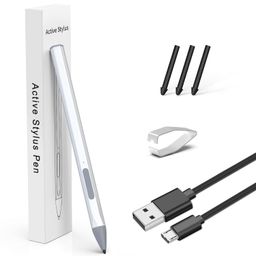 yorunohoshi Stylus For HP Envy x360 Pavilion x360 Specter x360 Spectre X2 Envy X2 Touchscreen Laptop Rechargeable MPP 2.0 Tilt Pencil 4096 Pressure Sensitivity Using The Microsoft MPP Protocol,Silver image 1