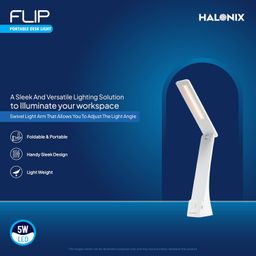 Halonix Flip Dimmable 3-in-1 Mode Portable Desk Lamp | Table Lamp | Study lamp | Desk Light | Color-White,Off-White,Yellow image 2