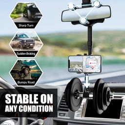 gadgetswear Mobile Holder for Car 360 Rotation, Driveease - Multifunctional Phone Mirror Rear View, Drive Easy Rearview in Rotatable Stand Mount, Hanging Anti Shake Cradle Windshield Driver Function image 4