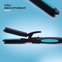 Havells 5-in-1 Multi Styling Kit - Straightener, Curler, Crimper, Conical Curler & Volume Brush | For Multiple Hair Styles | 2 Years Guarantee | Blue/Black | HC4045 image 4