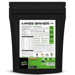 Zenith Nutrition Mass Gainer Powder(For Adults,Double Rich Chocolate 750 gms) with Enzyme blend | 17gm Protein | 51gm Carbs | Added Glutamine | Lab tested image 2