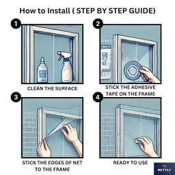 netfly mosquito net Netfly 120 GSM Window Mosquito Net – Easy Install Polyester Mesh Insect Screen for Windows & Doors, Strong Adhesive Velcro, Washable & Reusable Bug Screen (4x5 FT, White) image 3