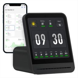 Qingping Air Quality Monitor Gen 2, Air Quality Monitor Indoor Detects PM2.5, CO2, PM10, Noise, Temperature and Humidity, New Upgraded Alarm Clock Function, Air Quality Tester for Bedroom (Black) image 1