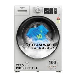 Whirlpool 7 Kg 5 Star Inverter Front Load Fully Automatic Washing Machine with In-Built Heater (XS7010BWW52E, Crystal White, 100+ Tough Stains, Steam Technology, 6th Sense Soft Move, 2024 Model) image 1