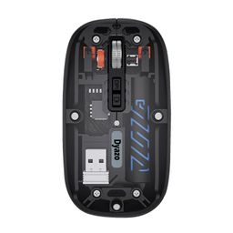 Dyazo Transparent Wireless Rechargeable Mouse with Dual Mode (2.4GHz + BT) | Noise Free Clicking | Multi Device Pairing | Adjustable DPI Sensitivity | Compatible with MacBook, Laptop & PC (Black) image 1