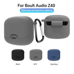 Printme Compatible for Boult Audio Z40 Case Cover Silicone, Soft, Anti Scratch, Anti Fall, LED Visible, with Hook and EarTips [Earbuds Not Included] (Black) image 2