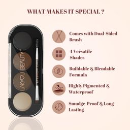 Lakyou Beauty Eyebrow Cake(Enhancer) | Comes With 4 Natural Shades And A Dual Side Brush one side angel and A Spoolie | Wterproof | 16g image 3