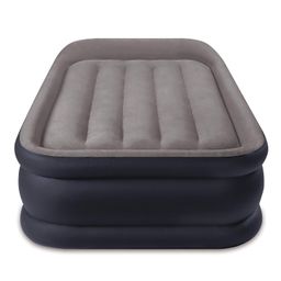 Intex Polyester Dura-Beam Standard Series Deluxe Pillow Rest Raised Airbed with Soft Flocked Top for Comfort Built-in Pillow and Electric Pump Twin, Black image 3
