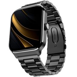 Noise Canvas Smart Watch with 1.96" Vivid Display, Functional Crown, BT Calling, 150+ Watch Faces, AI Voice Assistant, Health Suiteᵀᴹ, 100+ Sports Modes, IP67, Upto 7 Days Battery (Elite Black) image 1