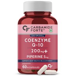 Carbamide Forte Coenzyme Q10 (CoQ10) 200mg with Piperine 5mg | Supports Heart Health and Vascular Health | 100% Vegetarian – 60 Capsules image 1