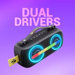 ZEBRONICS Sound Feast 80, Portable Bluetooth Speaker, 20 Watts, Upto 14h Backup, Bluetooth | USB, Karaoke, RGB LED Strip, Included Wireless Microphone, Detachable Carry Strap image 4
