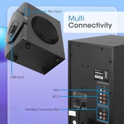 ZEBRONICS BT8591RUCF 5.1 Home Theater Speaker with 6.5" Subwoofer, 125W RMS Powerful Bass, Bluetooth 5.0, Wall Mount, AC-3 Surround Sound, Dual Mic Input, Optical in Remote Control and LED Display image 5