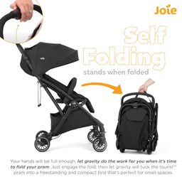 Joie Tourist 3In1 Compact Stroller - Compact Fold Pram with 5-Point Harness Lightweight Stroller for Baby Suitable from Birth to 15 Kg, Approx 3 Years, Black image 5